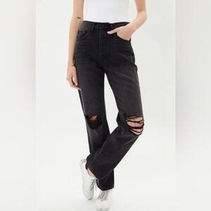 KanCan Charlie High Rise Boyfriend Straight Leg Jean Black Denim Sz 31